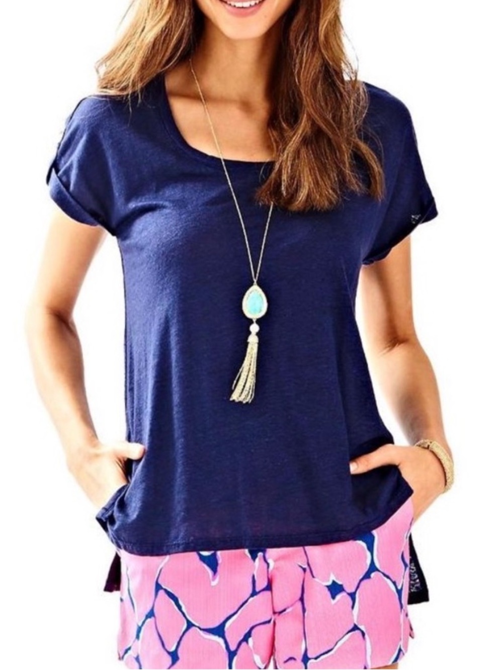 Lily Pulitzer Inara beach linen button cap sleeve tee XXS